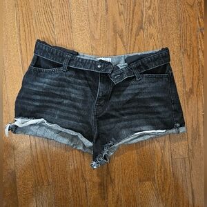 BDG Urban Outfitters Women's Foldover V Denim Short Washed Black Sz 31, Raw Hem